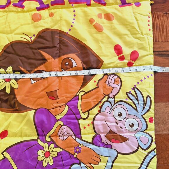 Vintage Y2K Children’s Dora the Explorer and Boots Sleeping Bag Dance Yellow EUC - Picture 4 of 8